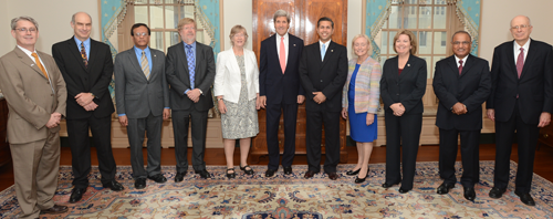 Secretary of State Clinton greets the 2009-2010 Jefferson Science Fellows